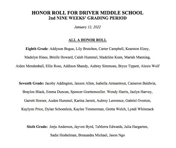 A honor roll