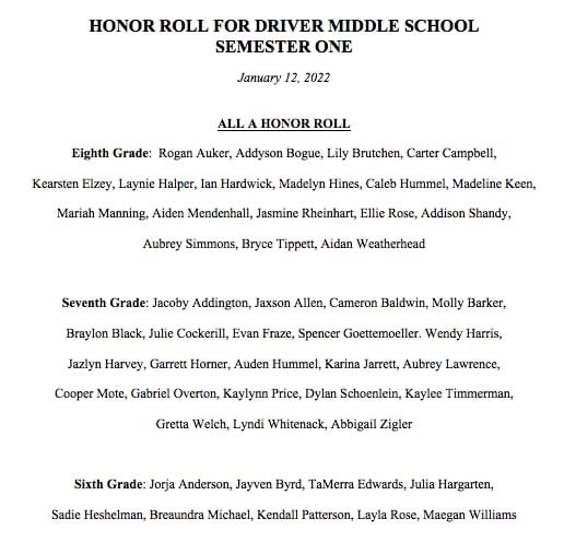 A honor roll